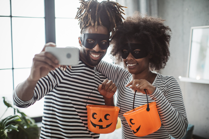 Halloween couple at home