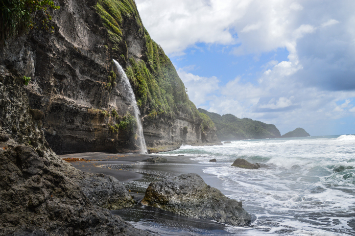 Waterfall on Wavine Cyrique beach, Dominica